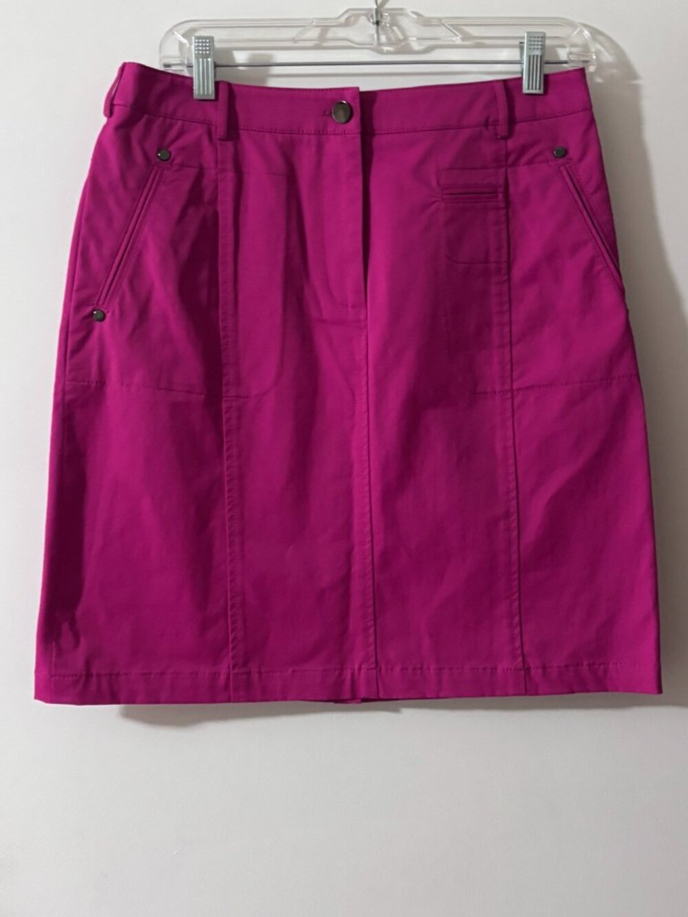 Etcetera Bright Magenta Pink Pocket Utility Straight Skirt Size 6